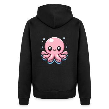 Cute Kawaii Pink Octopus - Unisex Premium Organic Zip Hoodie - black - Back - Nico (187cm)