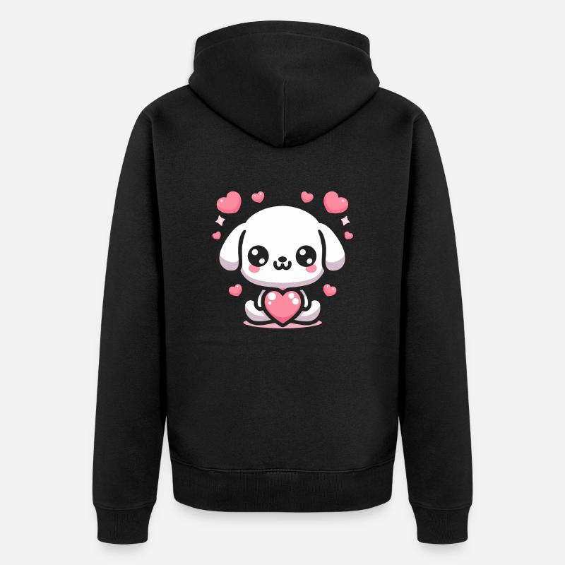 Coeur de chien chiot mignon - Veste à capuche bio Premium Unisexe - noir