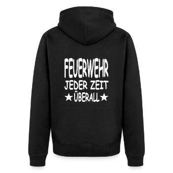 Feuerwehr - Unisex Premium Bio Zip Hoodie - Schwarz - Hinten - Nico (187cm)