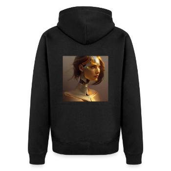 Golden Girl - Unisex Premium Bio Zip Hoodie - Schwarz - Hinten - Nico (187cm)