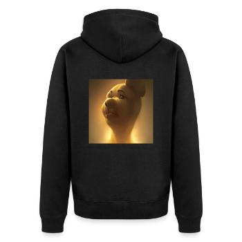 Einohrbär - Unisex Premium Bio Zip Hoodie - Schwarz - Hinten - Nico (187cm)