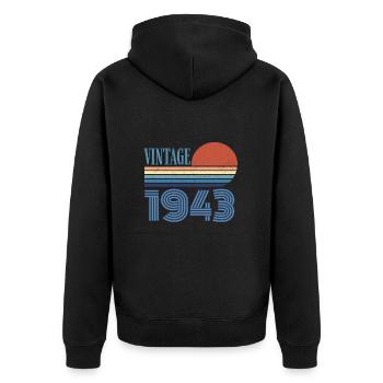 Jahrgang 1943 - Unisex Premium Bio Zip Hoodie - Schwarz - Hinten - Nico (187cm)