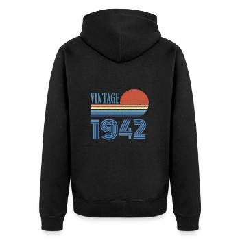 Jahrgang 1942 - Unisex Premium Bio Zip Hoodie - Schwarz - Hinten - Nico (187cm)