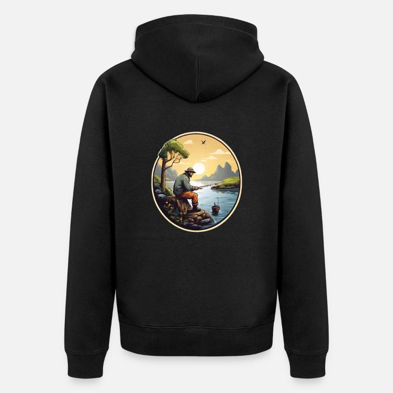 Pêcheur à la ligne - Veste à capuche bio Premium Unisexe - noir