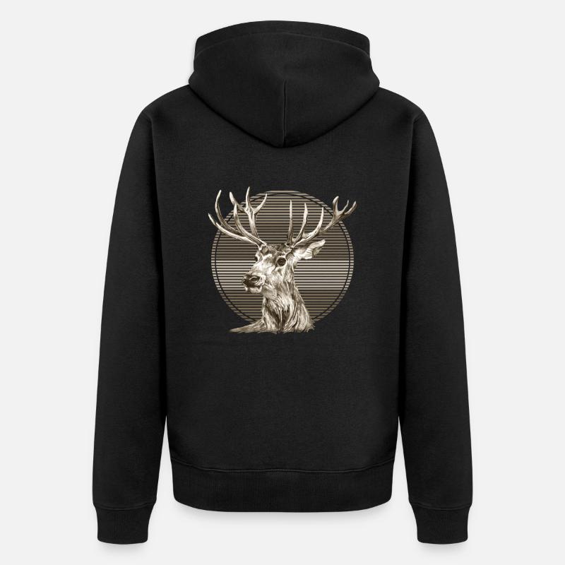 Hirsch - Unisex Premium Bio Zip Hoodie - Schwarz