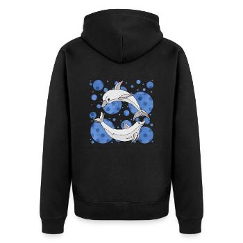 Delphine - Unisex Premium Bio Zip Hoodie - Schwarz - Hinten - Nico (187cm)