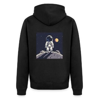 Astronaut on lunar surface - Unisex Premium Organic Zip Hoodie - black - Back - Nico (187cm)