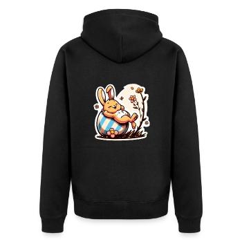 Lapin de Pâques paresseux et mignon - Veste à capuche bio Premium Unisexe - noir - Dos - Nico (187cm)