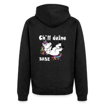 Cillen wie ein Einhorn - Unisex Premium Bio Zip Hoodie - Schwarz - Hinten - Nico (187cm)