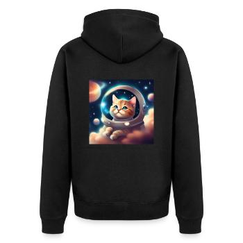 Niedliche Katze im Weltraum - Unisex Premium Bio Zip Hoodie - Schwarz - Hinten - Nico (187cm)