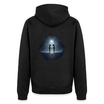 Connected - Unisex Premium Organic Zip Hoodie - black - Back - Nico (187cm)