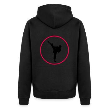 karate logo - Unisex Premium Bio Zip Hoodie - Schwarz - Hinten - Nico (187cm)