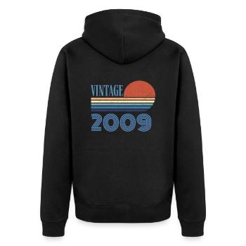 Jahrgang 2009 - Unisex Premium Bio Zip Hoodie - Schwarz - Hinten - Nico (187cm)