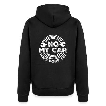 Non, ma voiture n’est pas encore finie, drôle de garagiste - Veste à capuche bio Premium Unisexe - noir - Dos - Nico (187cm)