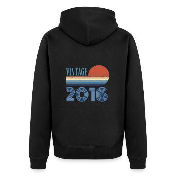 Jahrgang 2016 - Unisex Premium Bio Zip Hoodie - Schwarz - Hinten - Nico (187cm)