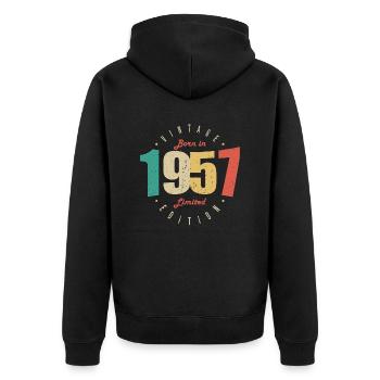 1957 Vintage Anniversaire Rétro Cadeau 1957 - Veste à capuche bio Premium Unisexe - noir - Dos - Nico (187cm)