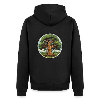 Oak in summer - Unisex Premium Organic Zip Hoodie - black - Back - Nico (187cm)