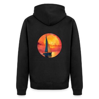 Voilier, Mer, Maritime, Lune, Océan, Nautique - Veste à capuche bio Premium Unisexe - noir - Dos - Nico (187cm)