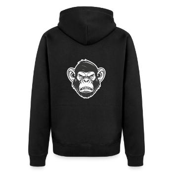 Angry Monkey - Unisex Premium Bio Zip Hoodie - Schwarz - Hinten - Nico (187cm)