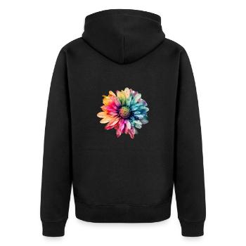 Mehrfarbige Blume 1 - Unisex Premium Bio Zip Hoodie - Schwarz - Hinten - Nico (187cm)
