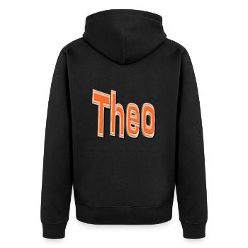 theo - Unisex Premium Bio Zip Hoodie - Schwarz - Hinten - Nico (187cm)