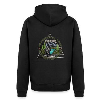 Outdoor Mountain Hiking - Unisex Premium Bio Zip Hoodie - Schwarz - Hinten - Nico (187cm)