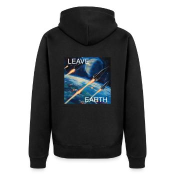 Retro Style Plakat Raumfahrt „Leave Earth“ - Unisex Premium Bio Zip Hoodie - Schwarz - Hinten - Nico (187cm)