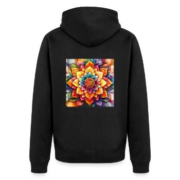 Mandala Time 2 - Unisex Premium Bio Zip Hoodie - Schwarz - Hinten - Nico (187cm)