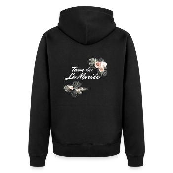 Tropisches Blumenbrautteam - Junggesellinnenabschied Geschenkidee - Unisex Premium Bio Zip Hoodie - Schwarz - Hinten - Nico (187cm)
