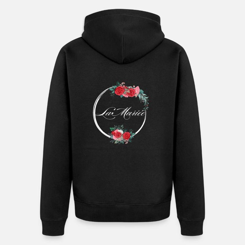 Die rote Blumenbraut - Braut Geschenkidee - Unisex Premium Bio Zip Hoodie - Schwarz