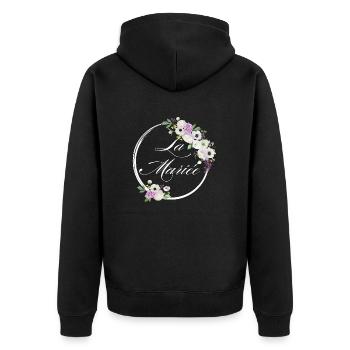 The Purple Floral Bride - Bride Gift Idea - Unisex Premium Organic Zip Hoodie - black - Back - Nico (187cm)