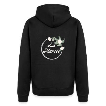 The White Floral Bride - Bride Gift Idea - Unisex Premium Organic Zip Hoodie - black - Back - Nico (187cm)