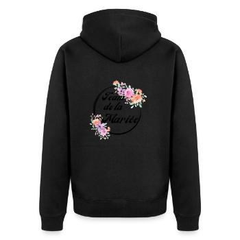 Team der rosa Blumenbraut - Junggesellinnenabschied Geschenkidee - Unisex Premium Bio Zip Hoodie - Schwarz - Hinten - Nico (187cm)