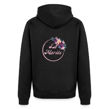 The Pink Floral Bride - Bride Gift Idea - Unisex Premium Organic Zip Hoodie - black - Back - Nico (187cm)