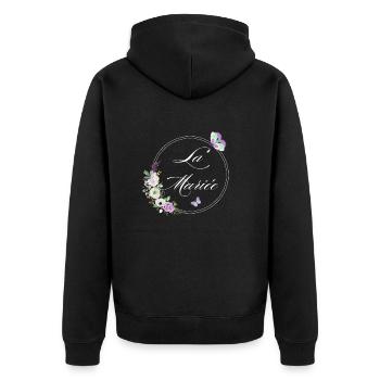Der Braut-Schmetterling - Braut-Geschenkidee - Unisex Premium Bio Zip Hoodie - Schwarz - Hinten - Nico (187cm)