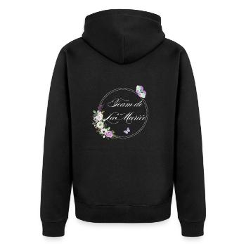Team der Braut Schmetterling - Junggesellinnenabschied Geschenkidee - Unisex Premium Bio Zip Hoodie - Schwarz - Hinten - Nico (187cm)