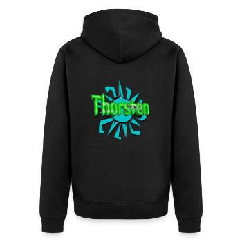 thorsten2 - Unisex Premium Organic Zip Hoodie - black - Back - Nico (187cm)