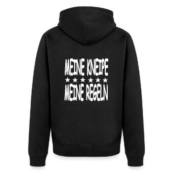 Kneipe - Unisex Premium Bio Zip Hoodie - Schwarz - Hinten - Nico (187cm)