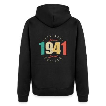 1941 Vintage Retro Birthday Gift 1941 - Unisex Premium Organic Zip Hoodie - black - Back - Nico (187cm)