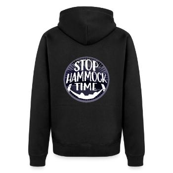 Funny Stop Hammock Time Relaxing Sleeping Camping - Unisex Premium Organic Zip Hoodie - black - Back - Nico (187cm)
