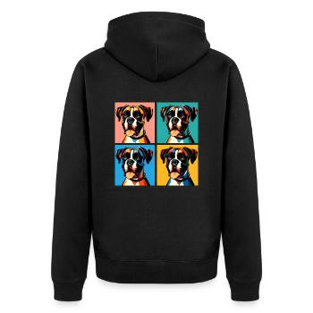 Pop Boxer Dog Portrait - Pet Portrait - Unisex Premium Organic Zip Hoodie - black - Back - Nico (187cm)