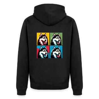 Pop Sibérien Husky chien Portrait - Portrait d’animal de compagnie - Veste à capuche bio Premium Unisexe - noir - Dos - Nico (187cm)