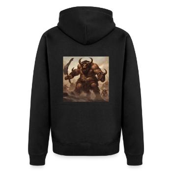 Minotauros - Unisex Premium Bio Zip Hoodie - Schwarz - Hinten - Nico (187cm)