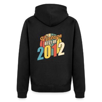 Jahrgang 2012 Best of 2012 - Annif 12 Jahre - Unisex Premium Bio Zip Hoodie - Schwarz - Hinten - Nico (187cm)