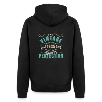 Jahrgang 1935-1935 Geburtstagsgeschenk - Unisex Premium Bio Zip Hoodie - Schwarz - Hinten - Nico (187cm)