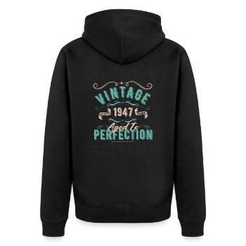 Vintage 1947 - 1947 Birthday Gift - Unisex Premium Organic Zip Hoodie - black - Back - Nico (187cm)