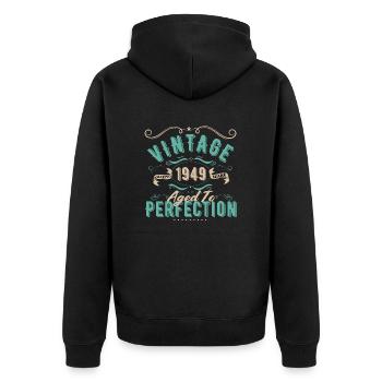 Vintage 1949 - 1949 Birthday Gift - Unisex Premium Organic Zip Hoodie - black - Back - Nico (187cm)