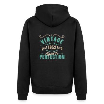 Jahrgang 1952 - 1952 Geburtstagsgeschenk - Unisex Premium Bio Zip Hoodie - Schwarz - Hinten - Nico (187cm)
