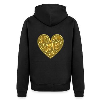 Bitcoin Loves You - Unisex Premium Organic Zip Hoodie - black - Back - Nico (187cm)