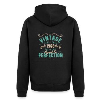 Jahrgang 1968 - 1968 Geburtstagsgeschenk - Unisex Premium Bio Zip Hoodie - Schwarz - Hinten - Nico (187cm)